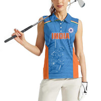 Custom India Cricket Women Sleeveless Polo Shirt Go Champions - Wonder Print Shop