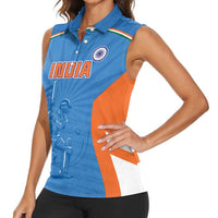 Custom India Cricket Women Sleeveless Polo Shirt Go Champions - Wonder Print Shop