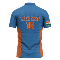 Custom India Cricket Zipper Polo Shirt Go Champions - Wonder Print Shop