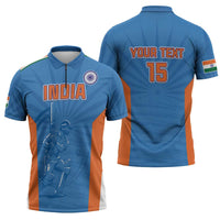 Custom India Cricket Zipper Polo Shirt Go Champions - Wonder Print Shop