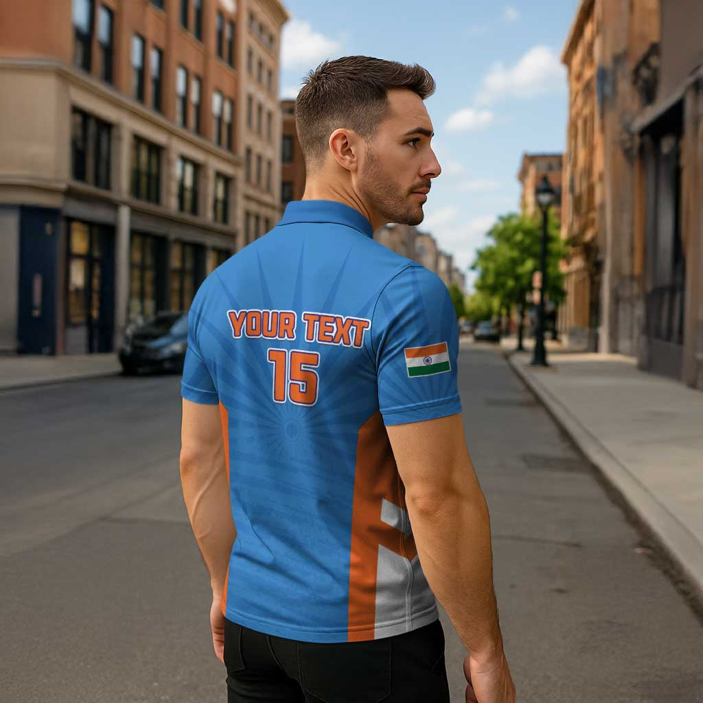 Custom India Cricket Zipper Polo Shirt Go Champions - Wonder Print Shop