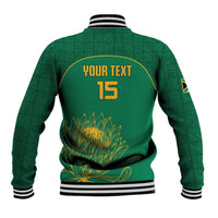 Custom South Africa Cricket Baseball Jacket Lion Mascot With Protea - Wonder Print Shop