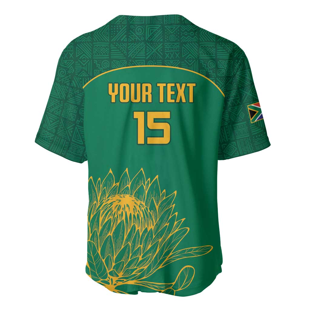 Custom South Africa Cricket Baseball Jersey Lion Mascot With Protea - Wonder Print Shop