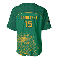 Custom South Africa Cricket Baseball Jersey Lion Mascot With Protea - Wonder Print Shop