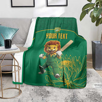 Custom South Africa Cricket Blanket Lion Mascot With Protea