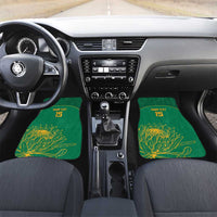 Custom South Africa Cricket Car Mats Lion Mascot With Protea - Wonder Print Shop
