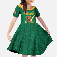 Custom South Africa Cricket Family Matching Mermaid Dress and Hawaiian Shirt Lion Mascot With Protea - Wonder Print Shop