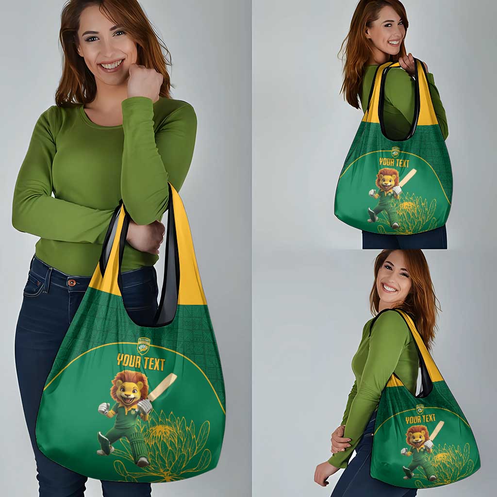 Custom South Africa Cricket Grocery Bag Lion Mascot With Protea