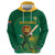 Custom South Africa Cricket Hoodie Lion Mascot With Protea - Wonder Print Shop