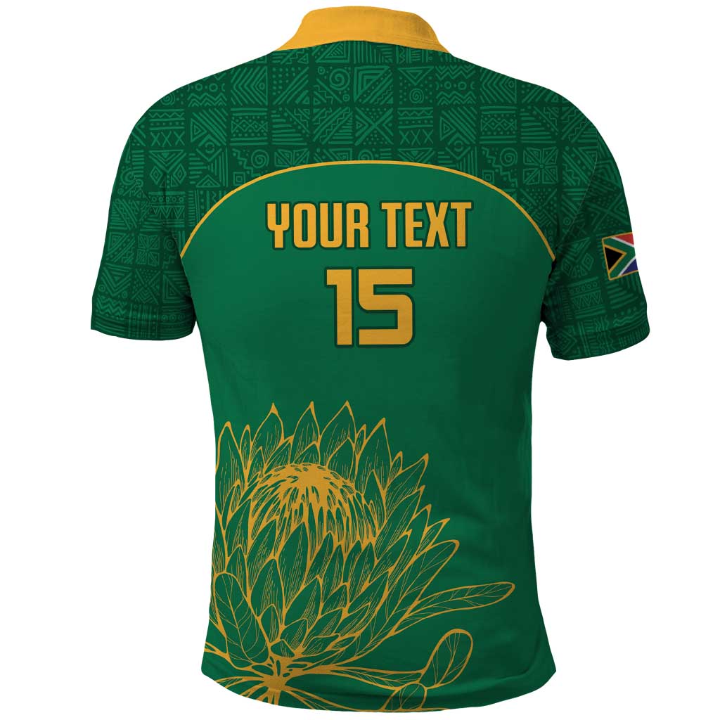 Custom South Africa Cricket Polo Shirt Lion Mascot With Protea - Wonder Print Shop