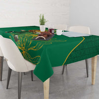 Custom South Africa Cricket Tablecloth Lion Mascot With Protea - Wonder Print Shop