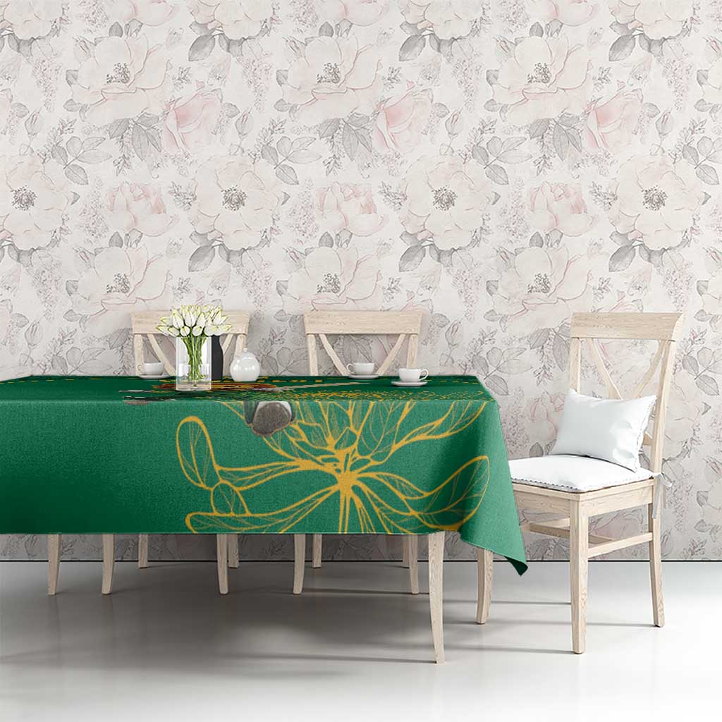 Custom South Africa Cricket Tablecloth Lion Mascot With Protea - Wonder Print Shop