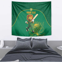 Custom South Africa Cricket Tapestry Lion Mascot With Protea - Wonder Print Shop