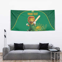 Custom South Africa Cricket Tapestry Lion Mascot With Protea - Wonder Print Shop