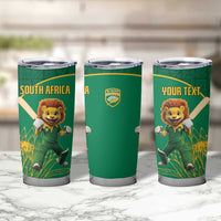 Custom South Africa Proteas Cricket Tumbler Cup Lion Mascot With Protea - Wonder Print Shop