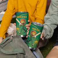 Custom South Africa Proteas Cricket Tumbler Cup Lion Mascot With Protea - Wonder Print Shop