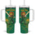Custom South Africa Proteas Cricket Tumbler With Handle Lion Mascot With Protea - Wonder Print Shop