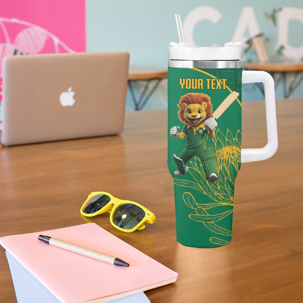 Custom South Africa Proteas Cricket Tumbler With Handle Lion Mascot With Protea - Wonder Print Shop