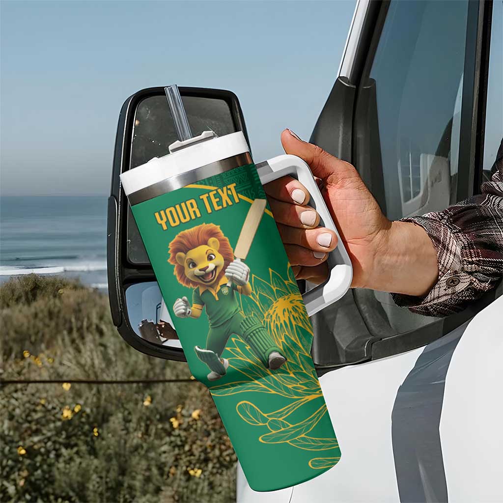 Custom South Africa Proteas Cricket Tumbler With Handle Lion Mascot With Protea - Wonder Print Shop
