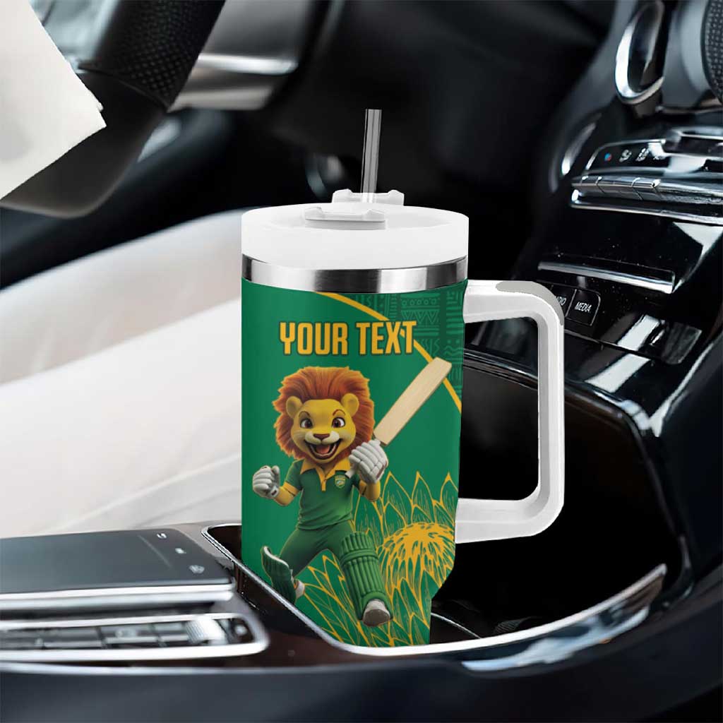 Custom South Africa Proteas Cricket Tumbler With Handle Lion Mascot With Protea - Wonder Print Shop