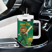 Custom South Africa Proteas Cricket Tumbler With Handle Lion Mascot With Protea - Wonder Print Shop
