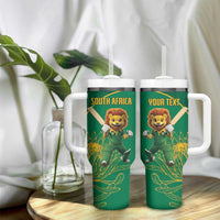 Custom South Africa Proteas Cricket Tumbler With Handle Lion Mascot With Protea - Wonder Print Shop