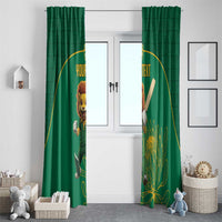Custom South Africa Cricket Window Curtain Lion Mascot With Protea - Wonder Print Shop