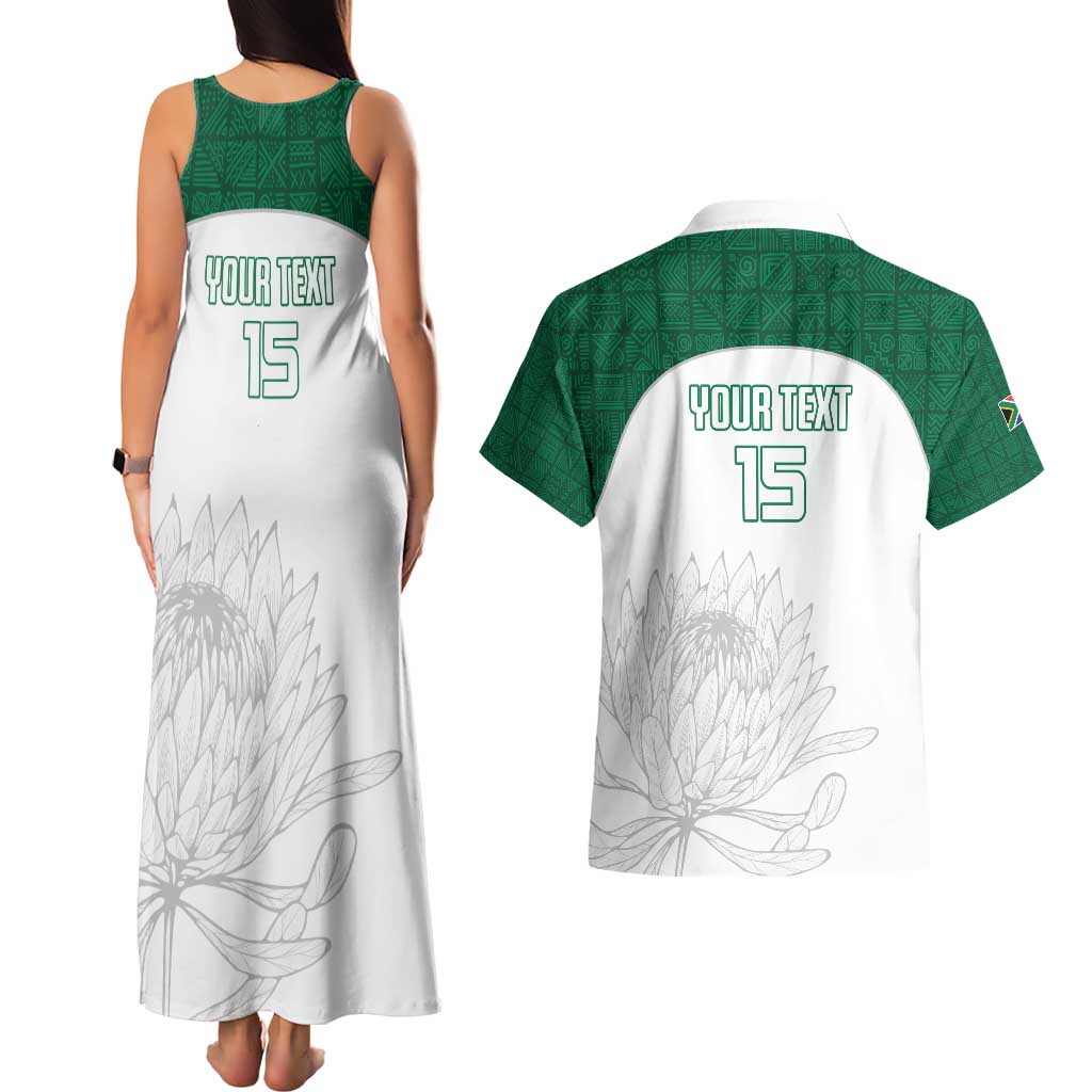 Custom South Africa Cricket Couples Matching Tank Maxi Dress and Hawaiian Shirt Go Proteas - Wonder Print Shop