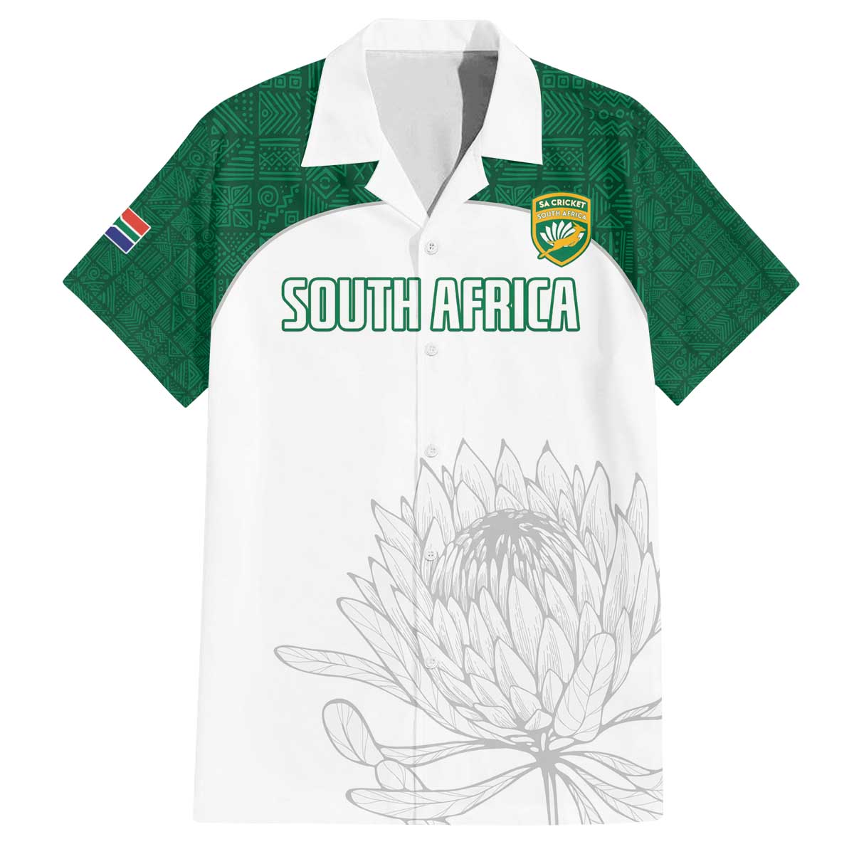 Custom South Africa Cricket Family Matching Off The Shoulder Long Sleeve Dress and Hawaiian Shirt Go Proteas - Wonder Print Shop