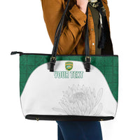 Custom South Africa Cricket Leather Tote Bag Go Proteas - Wonder Print Shop