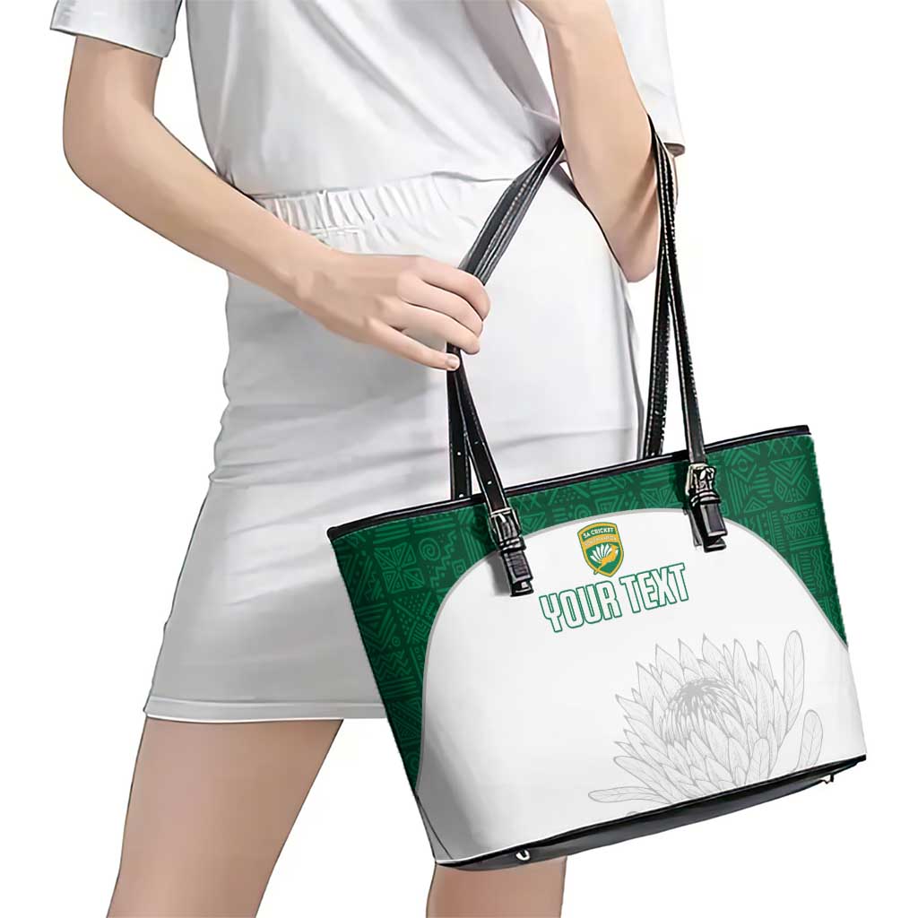 Custom South Africa Cricket Leather Tote Bag Go Proteas - Wonder Print Shop