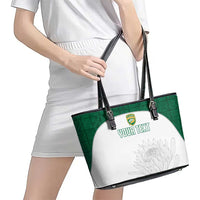 Custom South Africa Cricket Leather Tote Bag Go Proteas - Wonder Print Shop
