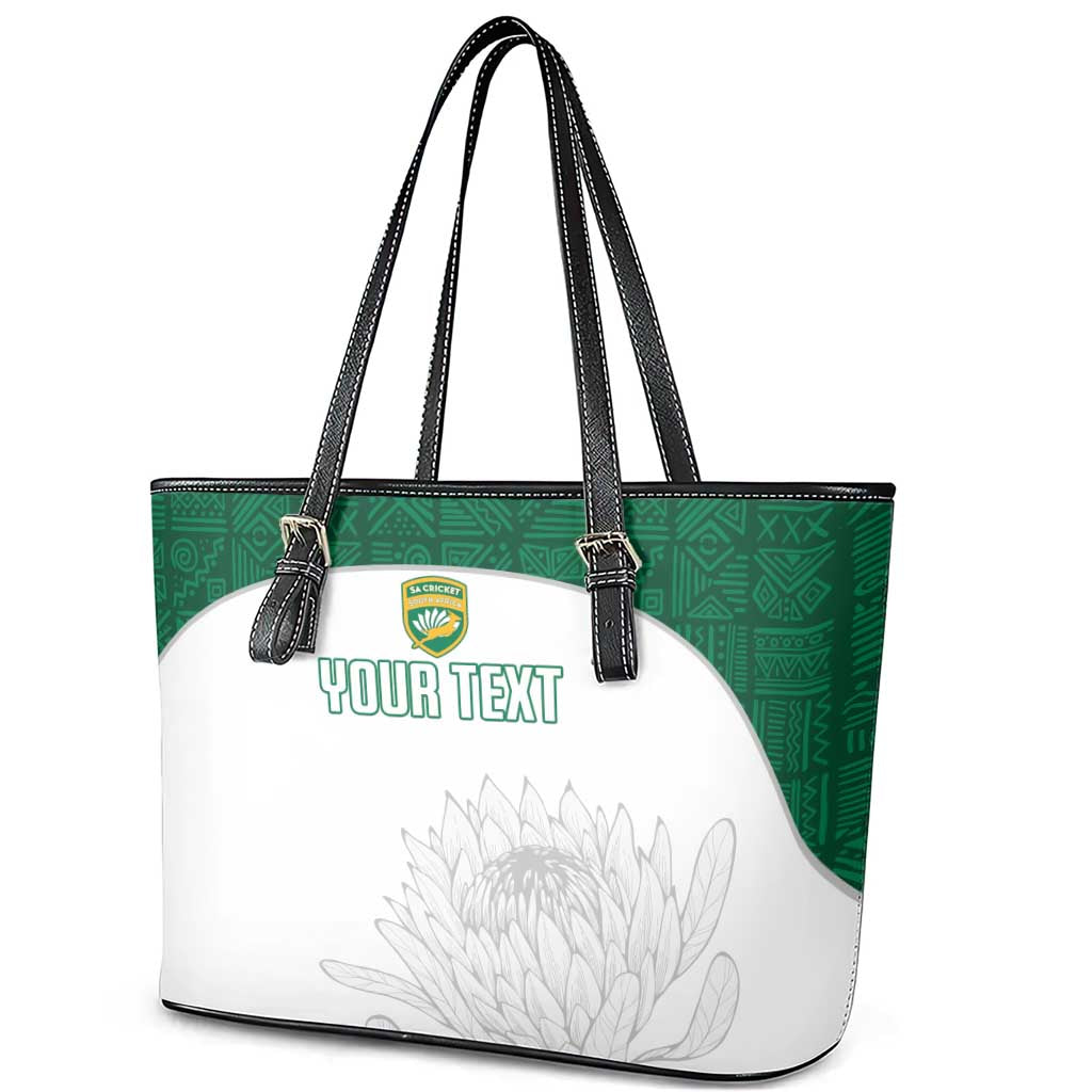 Custom South Africa Cricket Leather Tote Bag Go Proteas - Wonder Print Shop