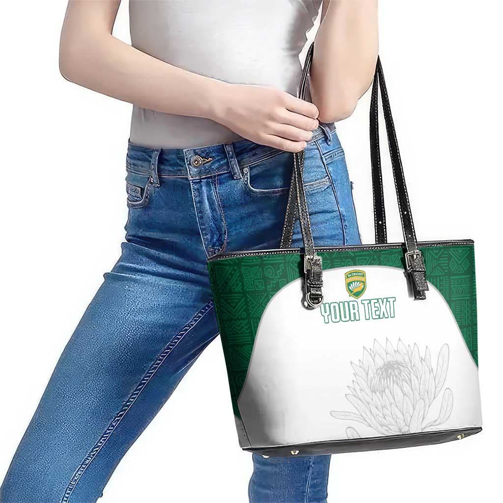 Custom South Africa Cricket Leather Tote Bag Go Proteas - Wonder Print Shop