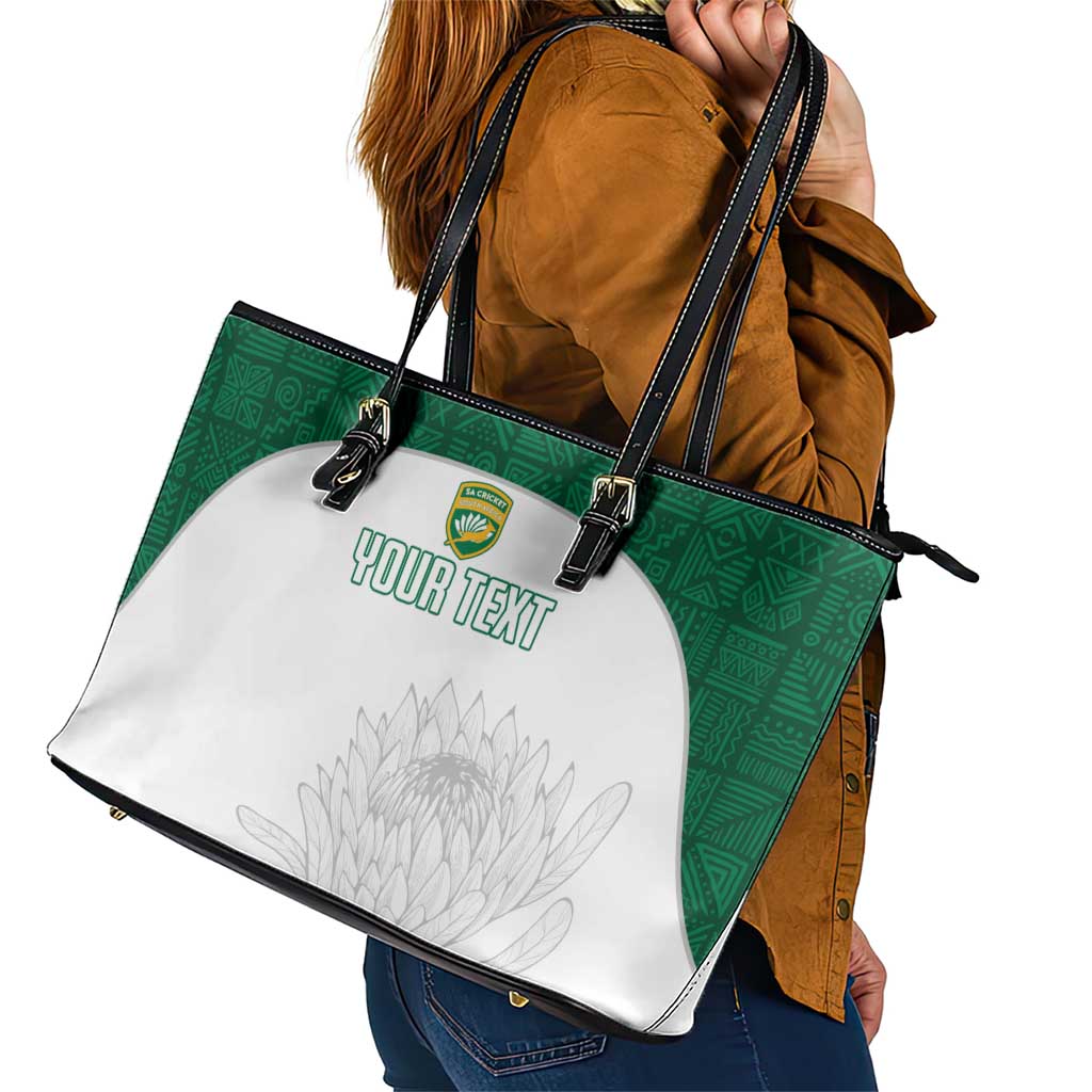 Custom South Africa Cricket Leather Tote Bag Go Proteas - Wonder Print Shop