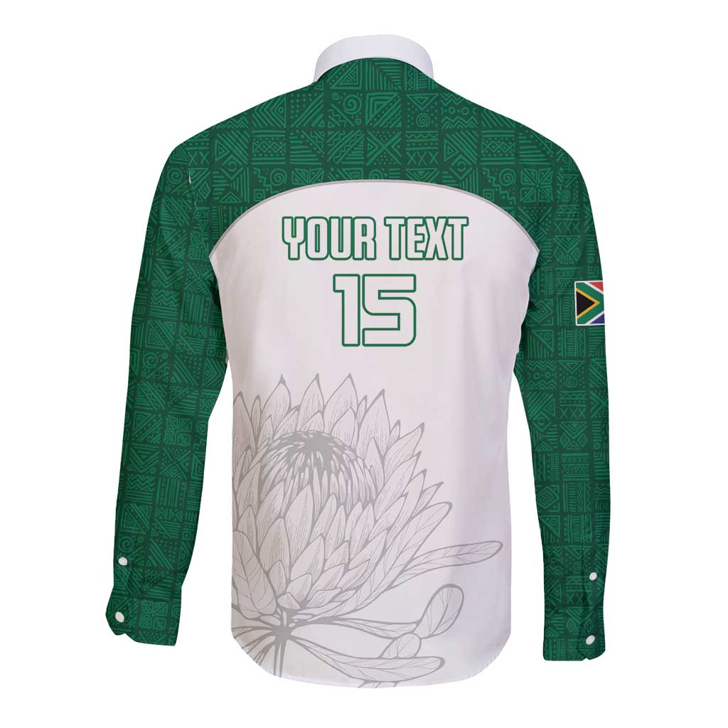 Custom South Africa Cricket Long Sleeve Button Shirt Go Proteas - Wonder Print Shop