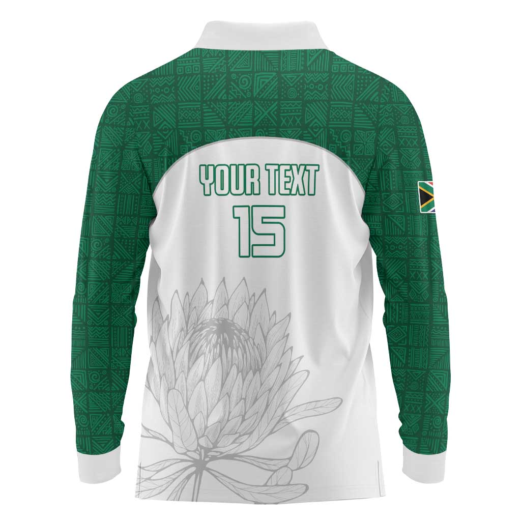 Custom South Africa Cricket Long Sleeve Polo Shirt Go Proteas - Wonder Print Shop
