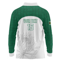 Custom South Africa Cricket Long Sleeve Polo Shirt Go Proteas - Wonder Print Shop
