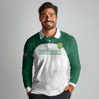 Custom South Africa Cricket Long Sleeve Polo Shirt Go Proteas - Wonder Print Shop