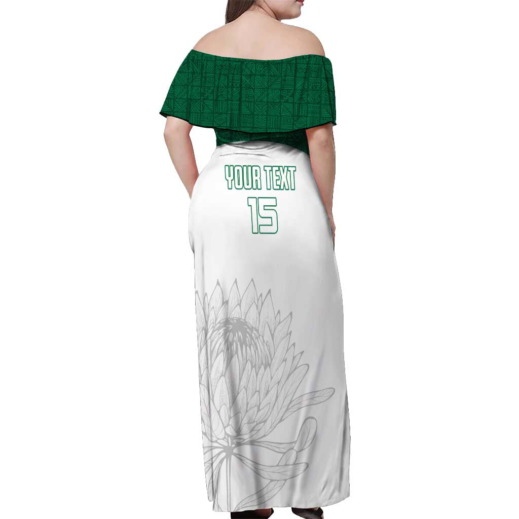 Custom South Africa Cricket Off Shoulder Maxi Dress Go Proteas - Wonder Print Shop