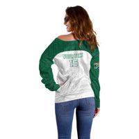 Custom South Africa Cricket Off Shoulder Sweater Go Proteas - Wonder Print Shop