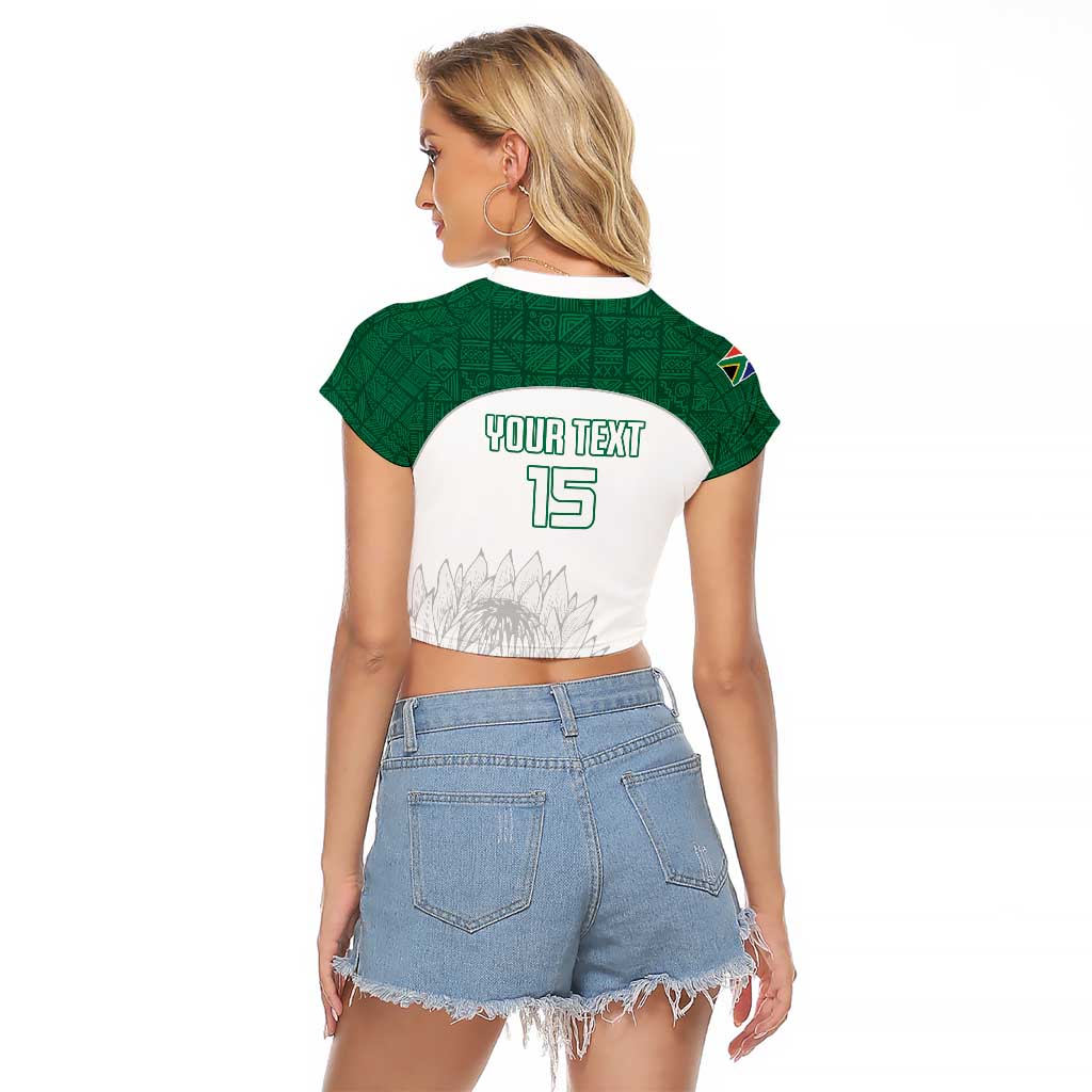 Custom South Africa Cricket Raglan Cropped T Shirt Go Proteas - Wonder Print Shop