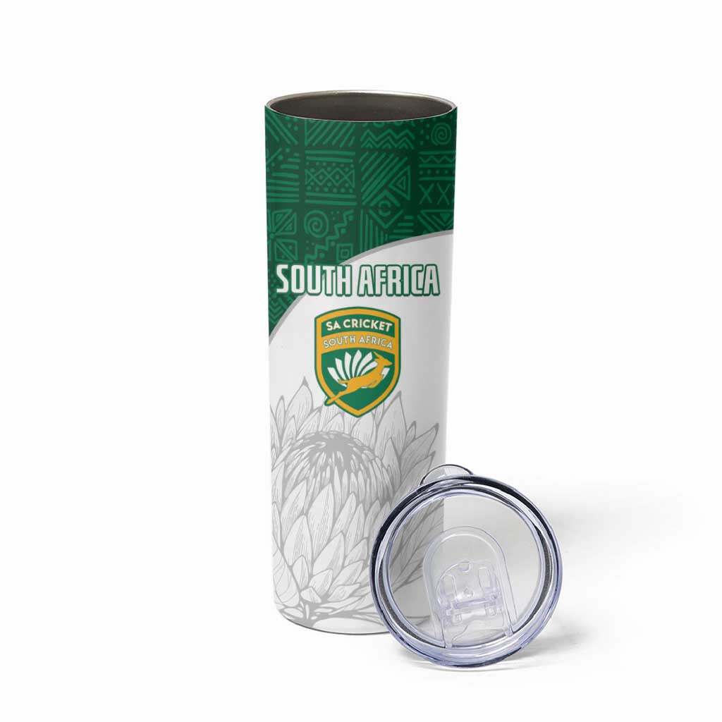 Custom South Africa Cricket Skinny Tumbler Go Proteas - Wonder Print Shop