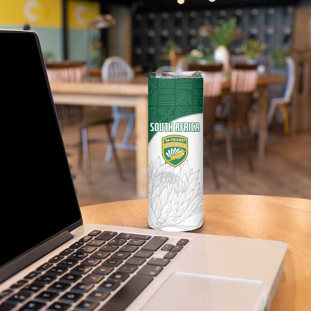 Custom South Africa Cricket Skinny Tumbler Go Proteas - Wonder Print Shop