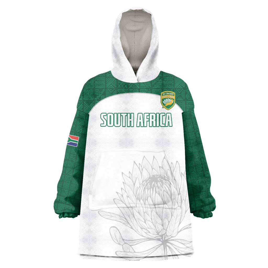 Custom South Africa Cricket Wearable Blanket Hoodie Go Proteas - Wonder Print Shop