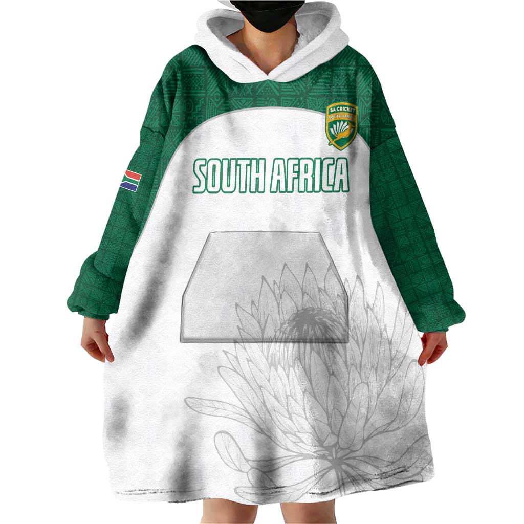 Custom South Africa Cricket Wearable Blanket Hoodie Go Proteas - Wonder Print Shop