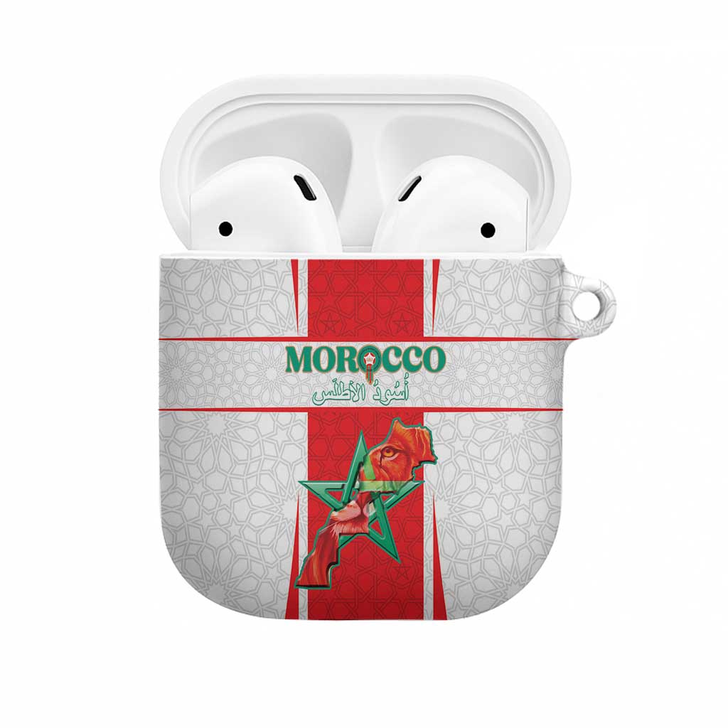 Morocco Football AirPods Case Go Champions Atlas Lions - White - Wonder Print Shop