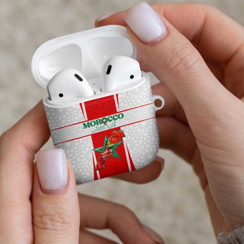 Morocco Football AirPods Case Go Champions Atlas Lions - White - Wonder Print Shop