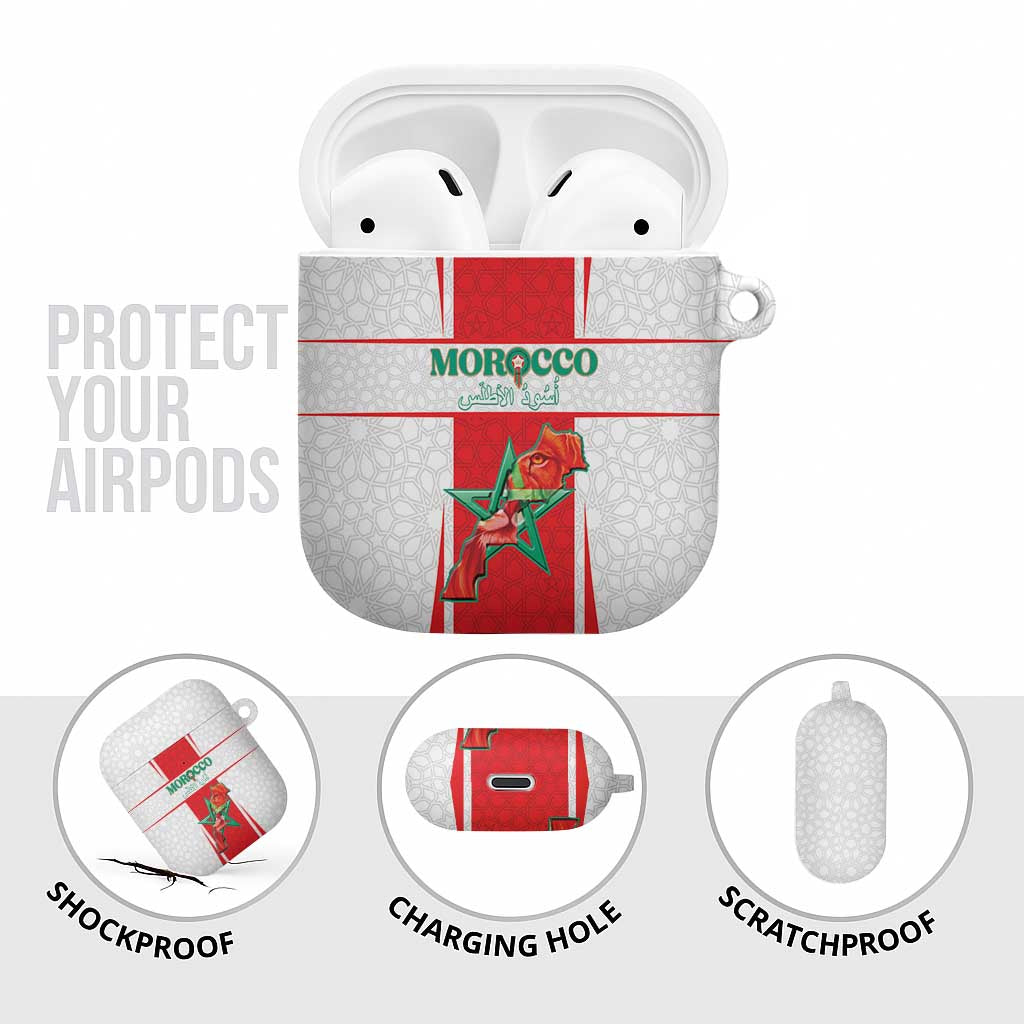 Morocco Football AirPods Case Go Champions Atlas Lions - White - Wonder Print Shop