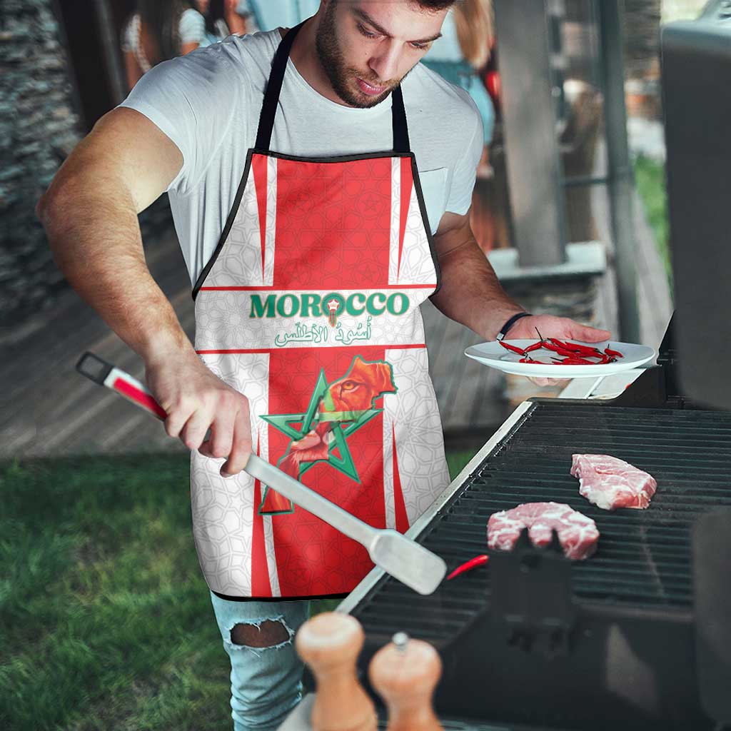 Morocco Football Apron Go Champions Atlas Lions - White - Wonder Print Shop